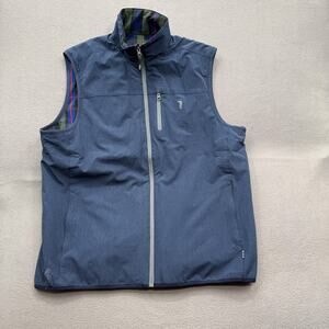 William Murray Vest Mens XL Blue Full Zip Golf Plaid Lined Stretch Jacket